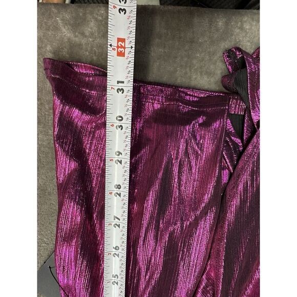 NWT LULU'S Retro Radiance Shiny Magenta Long Sleeve Tulip Mini Dress XL - Picture 7 of 10